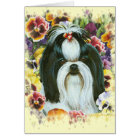 Shih Tzu and Pansies Art Print