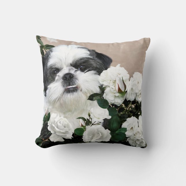 Shih Tzu and roses Cushion (Front)