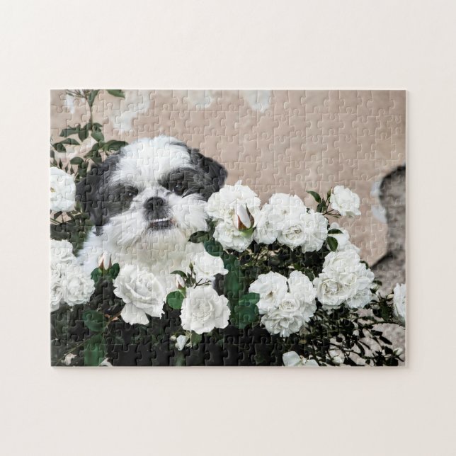 Shih Tzu and roses Jigsaw Puzzle (Horizontal)