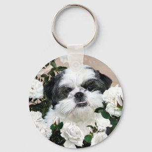 Shih Tzu and roses Key Ring