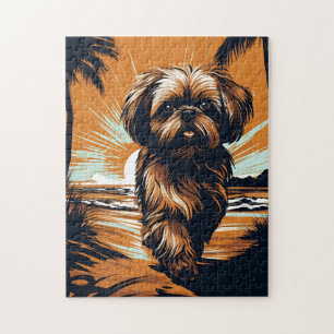 Shih-tzu at the beach jigsaw puzzle