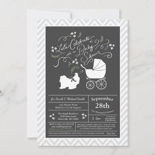 Shih Tzu Baby Shower Gender Neutral Invitation (Front)