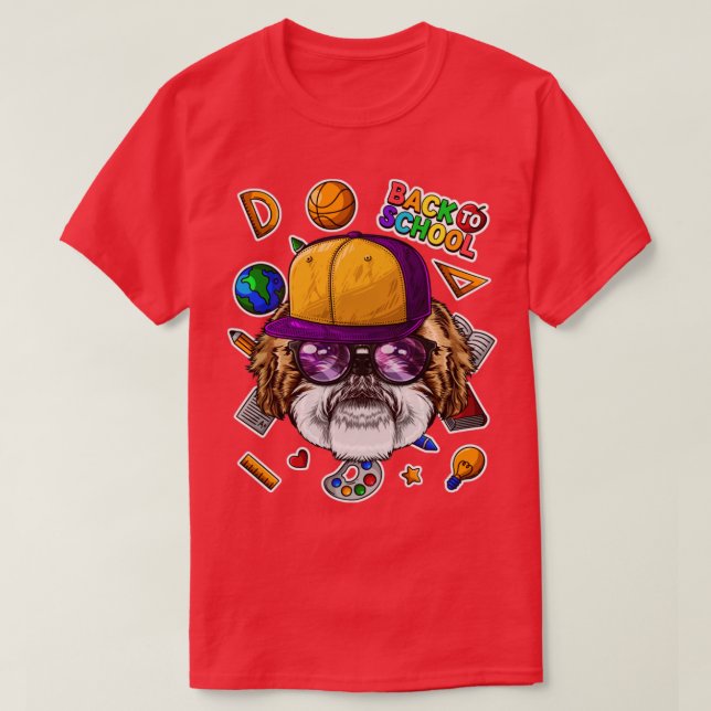 Shih Tzu Back To School First Day Of School Dog T-Shirt (Design Front)