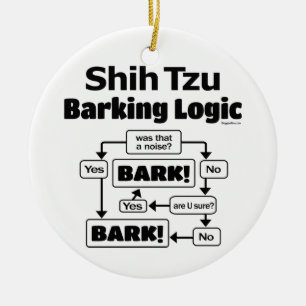 Shih Tzu Barking Logic Ceramic Tree Decoration