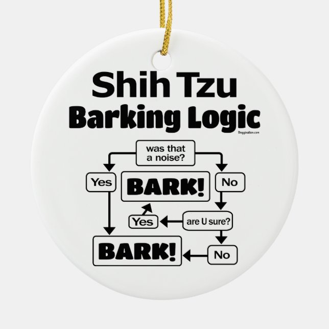 Shih Tzu Barking Logic Ceramic Tree Decoration (Front)