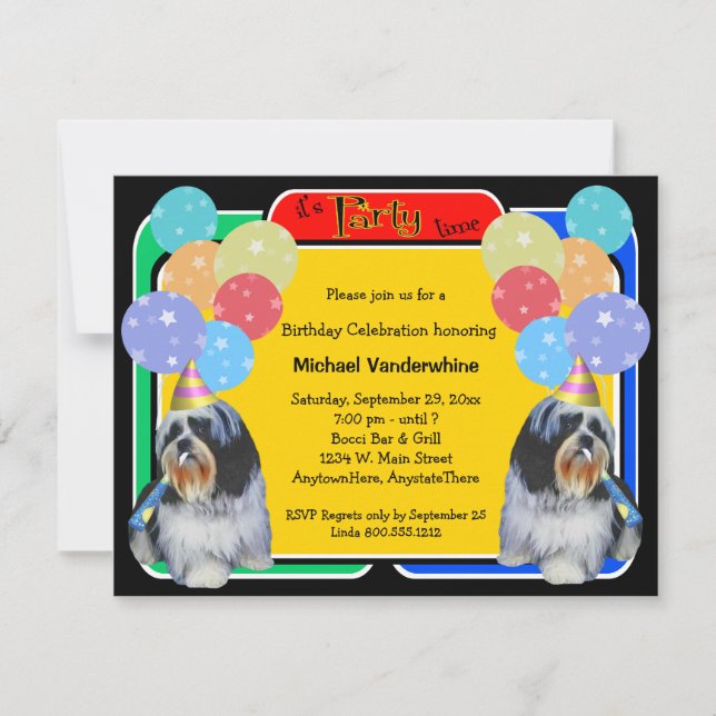 Shih Tzu Birthday Barker Invitation (Front)