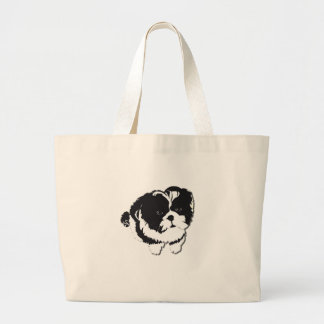 Shih Tzu Black White Dog Pet Large Tote Bag