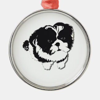 Shih Tzu Black White Dog Pet Metal Tree Decoration