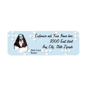 Shih-Tzu - Blue w/ White Diamond Design