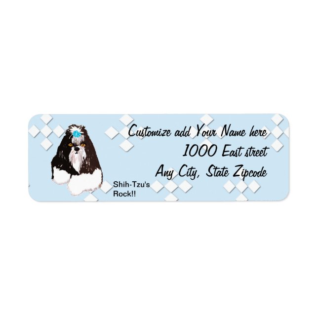 Shih-Tzu - Blue w/ White Diamond Design (Front)