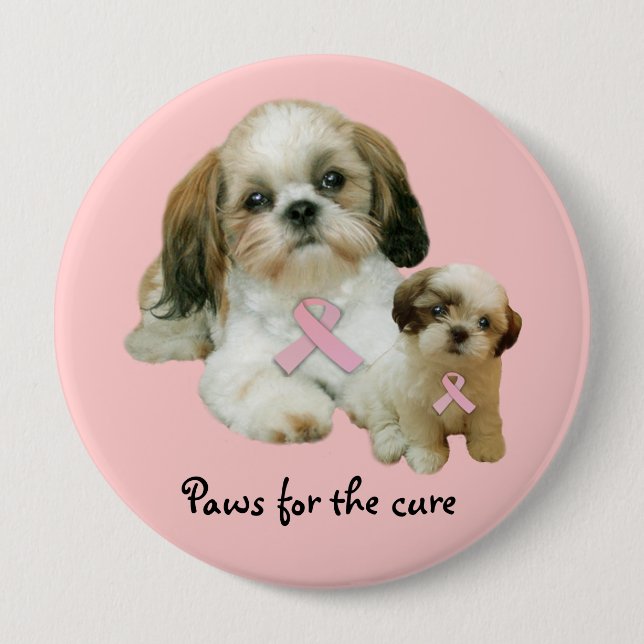 Shih Tzu Breast Cancer Button (Front)