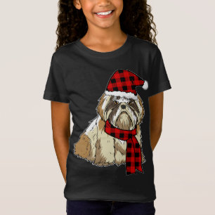 Shih Tzu Buffalo Plaid Dog Lover Christmas T-Shirt