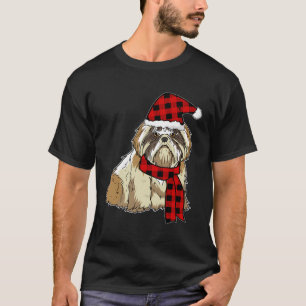 Shih Tzu Buffalo Plaid Dog Lover Christmas T-Shirt
