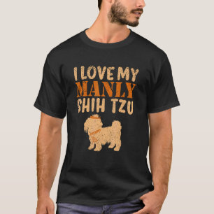 Shih Tzu Canine Manly Boy Dog Gender Reveal Pet C T-Shirt