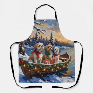 Shih Tzu Christmas Boat Holiday Apron