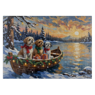Shih Tzu Christmas Boat Holiday Cutting Board