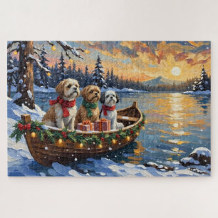 Shih Tzu Christmas Boat Holiday Jigsaw Puzzle