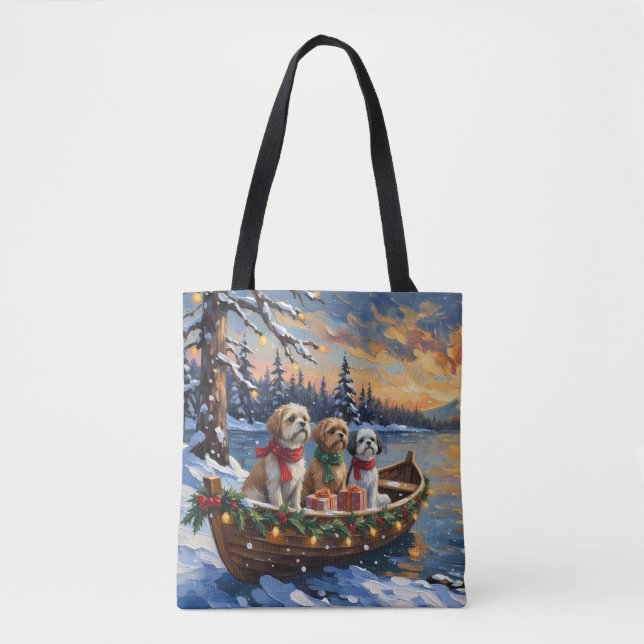 Shih Tzu Christmas Boat Holiday Tote Bag (Front)
