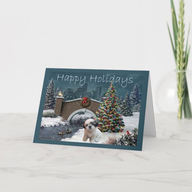 Shih Tzu Christmas Card Evening (Front)