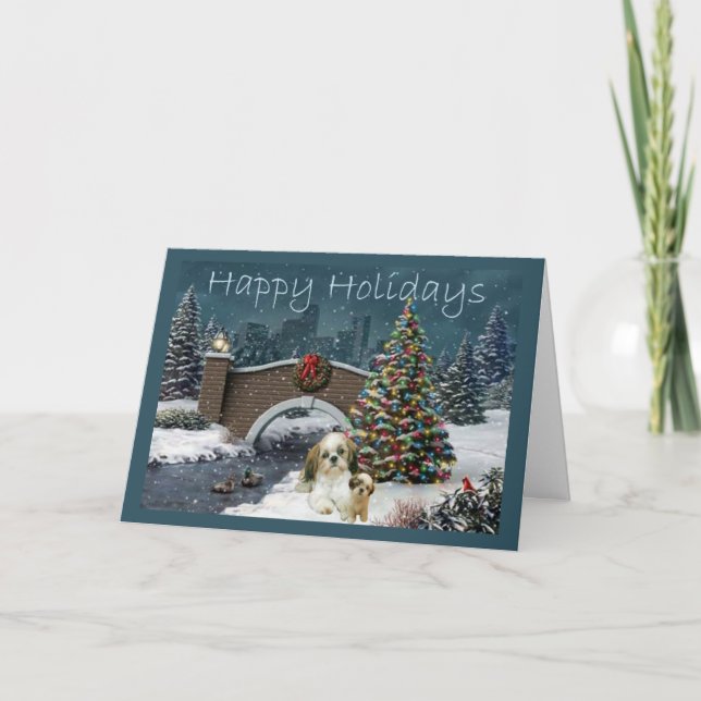 Shih Tzu Christmas Card Evening (Front)