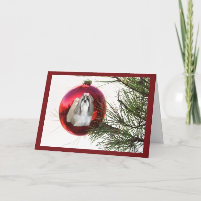 Shih Tzu Christmas Card Ornament (Front)