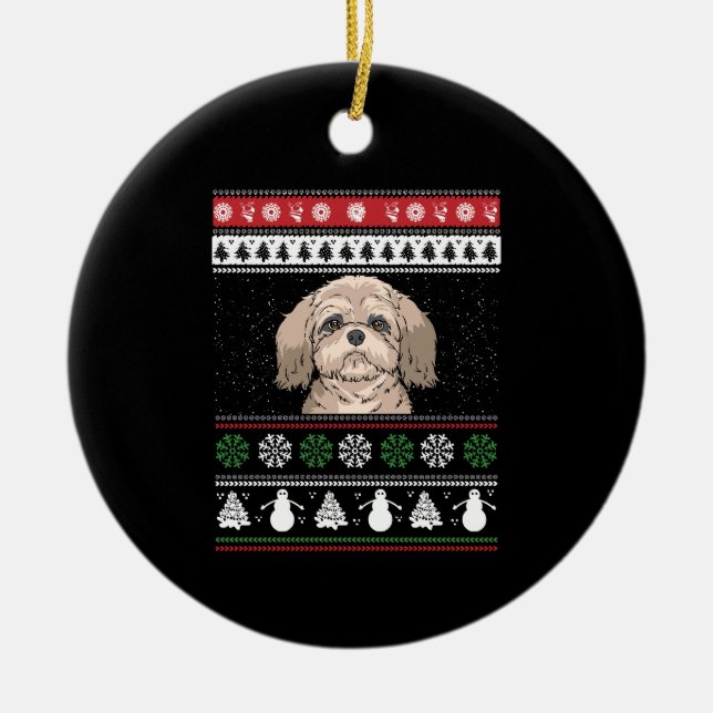 Shih Tzu Christmas  Ceramic Tree Decoration (Front)