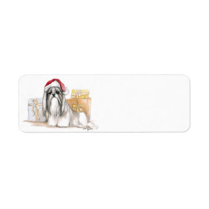 Shih tzu Christmas Dog Art Return Address Labels
