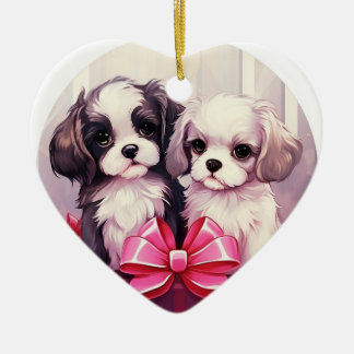 Shih Tzu christmas,dog memorial gift,dog lover gif Ceramic Tree Decoration