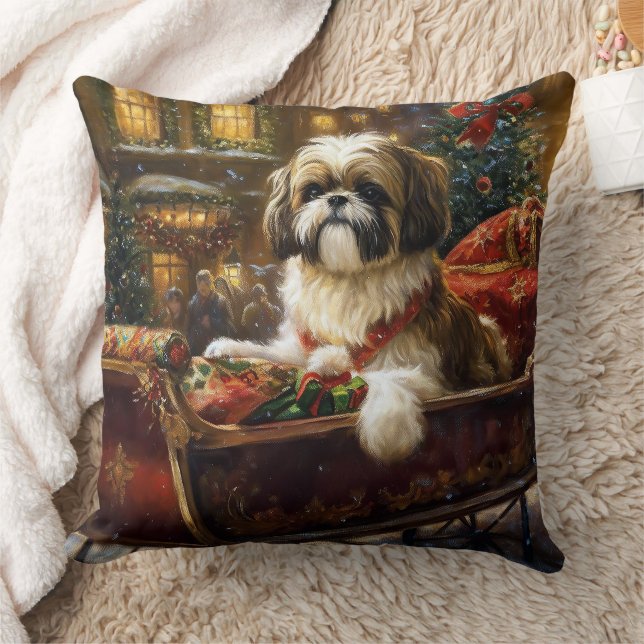 Shih Tzu Christmas Festive Season Cushion (Blanket)