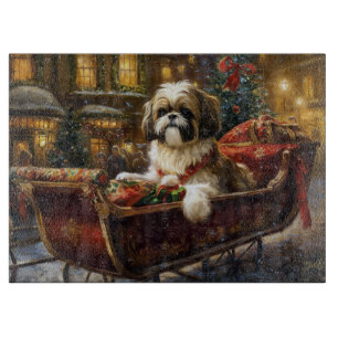 Shih Tzu Christmas Festive Season Cutting Board