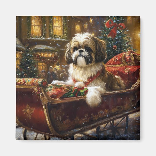 Shih Tzu Christmas Festive Season Magnet (Front)