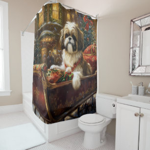 Shih Tzu Christmas Festive Season Shower Curtain