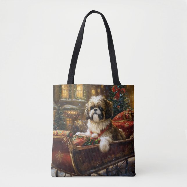 Shih Tzu Christmas Festive Season Tote Bag (Front)
