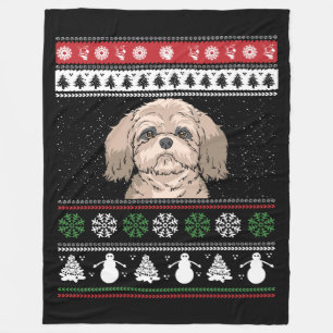 Shih Tzu Christmas Fleece Blanket