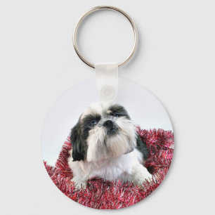 Shih Tzu Christmas Key Ring