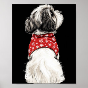 Shih Tzu Christmas Lights Dog Lover Xmas Pajama Pu Poster