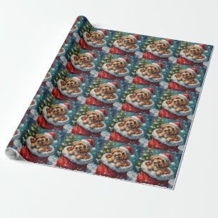 Shih Tzu Christmas Santa Bag Adventure Wrapping Paper
