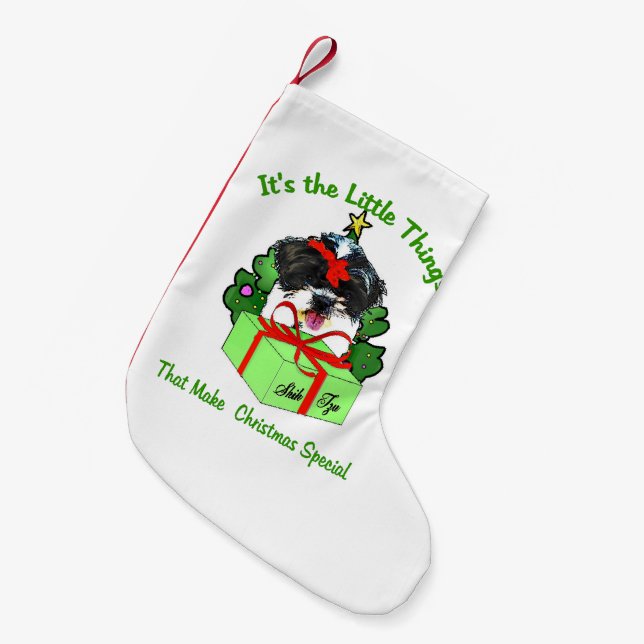 Shih Tzu Christmas Small Christmas Stocking (Front (Hanging))
