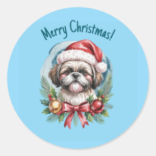 Shih tzu Christmas Sticker