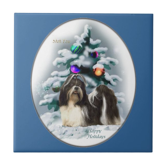 Shih Tzu Christmas Tile (Front)