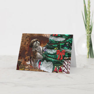 Shih Tzu Christmas Tree Collage Holiday Card