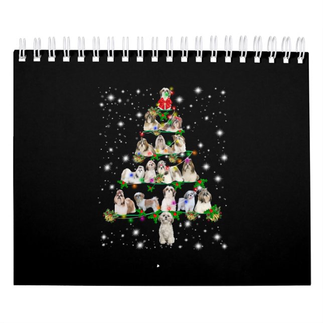 Shih Tzu Christmas Tree Covered By Fashlight Calendar (Cover)