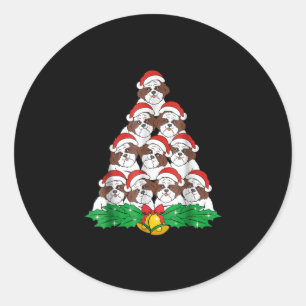Shih Tzu Christmas Tree Dog Xmas Lover Classic Round Sticker