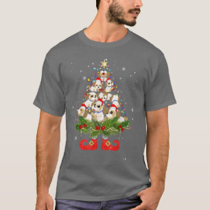 Shih Tzu Christmas Tree Lights Funny Santa Hat Dog T-Shirt