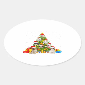 Shih Tzu Christmas Tree X-mas | Shih Tzu Lover Oval Sticker