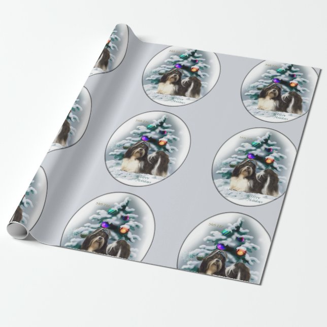 Shih Tzu Christmas Wrapping Paper (Unrolled)