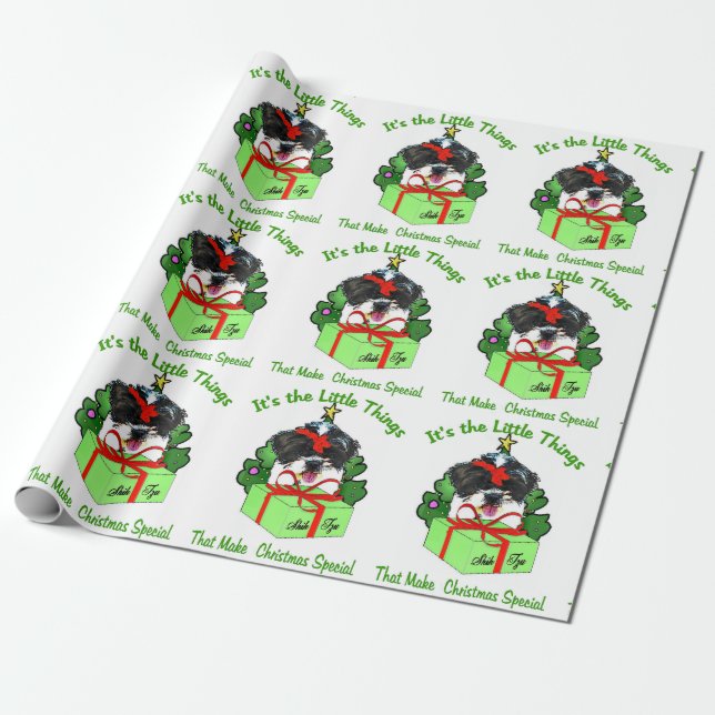 Shih Tzu Christmas Wrapping Paper (Unrolled)