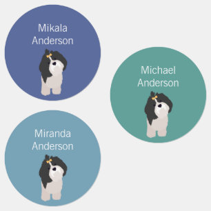 Shih Tzu colours waterproof label