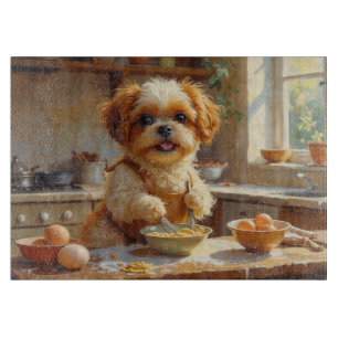 Shih Tzu Cooking in Kitchen Cutting Board