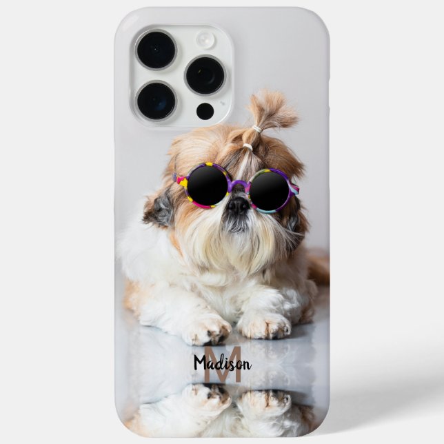 Shih Tzu Cool fun cute Photo Custom Monogram Case-Mate iPhone Case (Back)